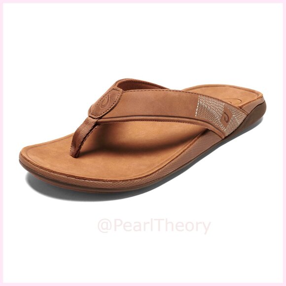 Waterproof Leather Sandals with Arch Support Lightweight Flip Flops